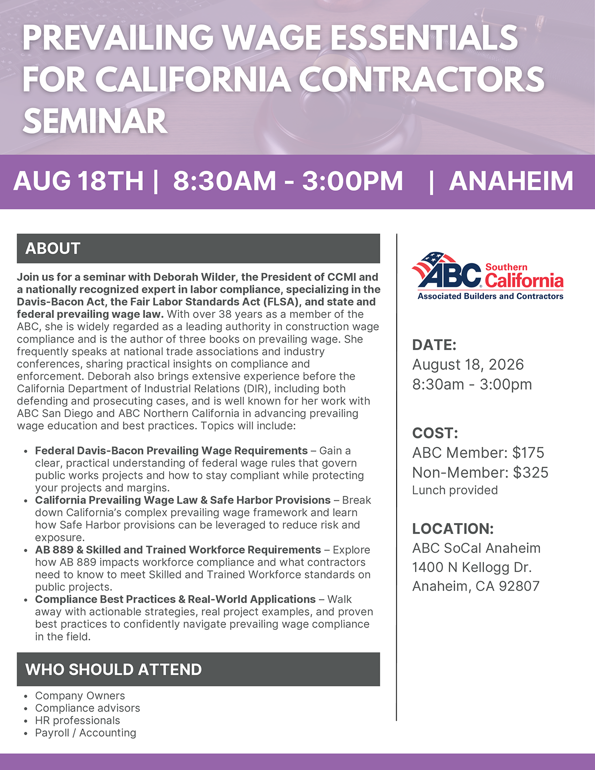 Prevailing Wage Essentials for California Contractors Seminar